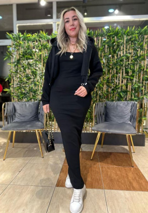 Siyah Sweat Elbise Takım