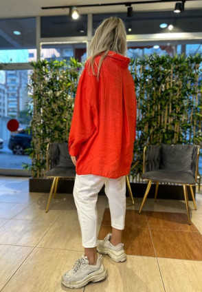 Oversize Gömlek Kırmızı