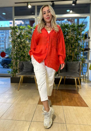 Oversize Gömlek Kırmızı