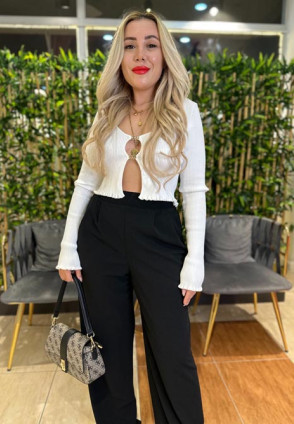 Siyah Crep Kumaş Pantolon