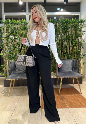 Siyah Crep Kumaş Pantolon