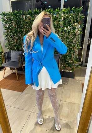 Mavi Sırt Detay Tasarım Ceket