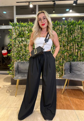 QZ Siyah Bol Paça Pantolon