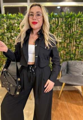 M. Dutti Siyah Crop Gömlek