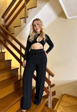 Beli Lastikli Bol Paça Pantolon