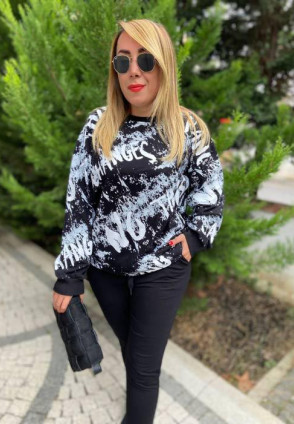 Black Baskı Detaylı Sweatshirt
