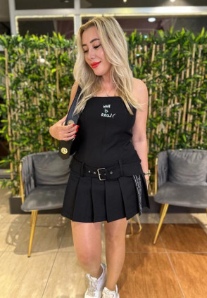 Allegra Straplez Pilili Kemerli Mini Elbise