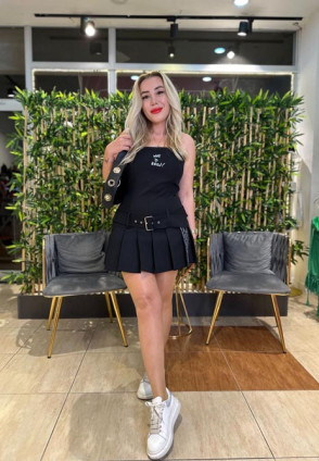 Allegra Straplez Pilili Kemerli Mini Elbise