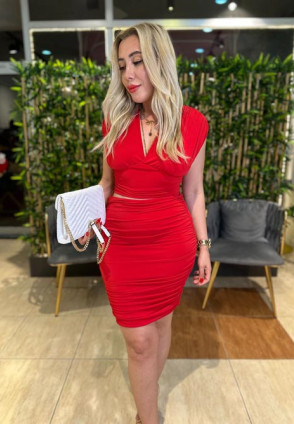 Camelia Bluz Etek Takım Kırmızı