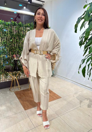 Mango Bej Pantolonlu Takım
