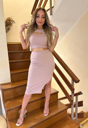 Gül Kurusu Eteği Fermuarlı Takım