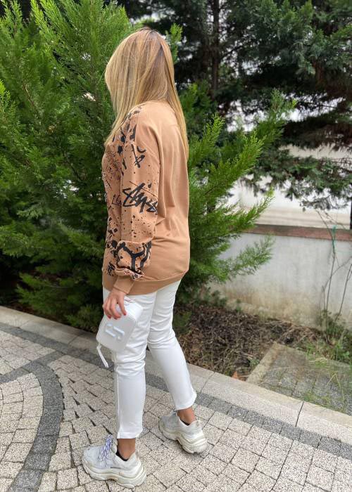 Kahve Zımbalı Sweatshirt