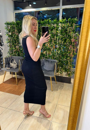 Siyah Kaşkorse Midi Elbise