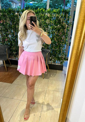 Pink Pilili Tasarım Mini Etek