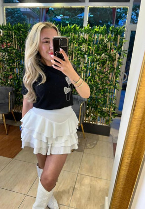 Kalp Taş Detaylı T Shirt Siyah