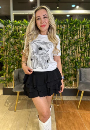 Beyaz Taşlı T Shirt