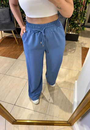 Qz Mavi Bel Lastikli Pantolon