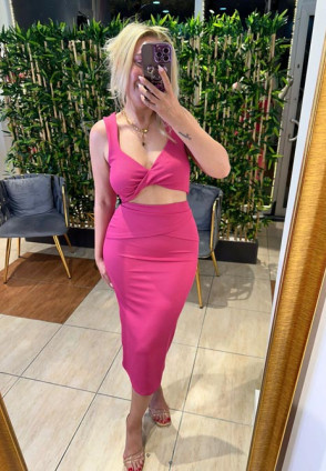 Last P Fuşya Crop Etek Takım