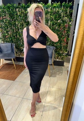 Last P Siyah Crop Etek Takım