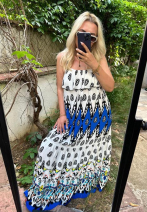 Zoa Saks Etnik Desen Maksi Elbise