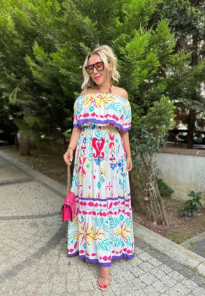 Amara Carmen Yaka Maksi Elbise