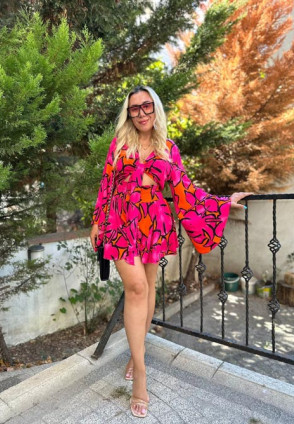 İspanyol Kol Şortlu Takım Fuşya