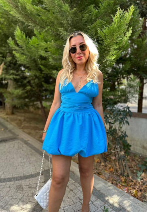 Mavi Balon Elbise