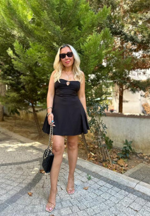 Sofia Siyah İpek Saten Elbise