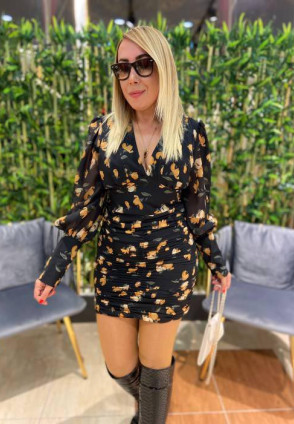 Drapeli Mini Şifon Elbise