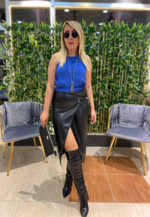 Zara Model Deri Etek Siyah