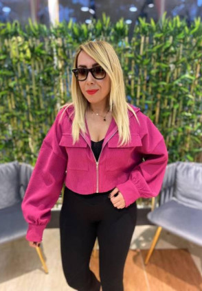 Kapüşonlu Spor Ceket Pink