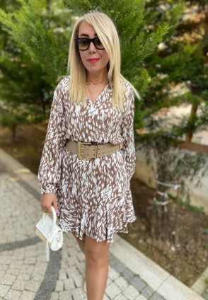 Kruvaze Vizon Desenli Elbise