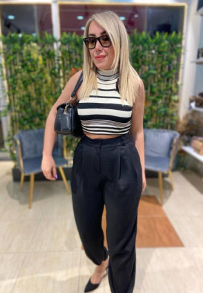 Krem Triko Crop Bluz