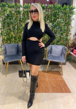 Halka Detaylı Mini Elbise