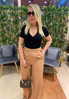 Camel Palazzo Pantolon