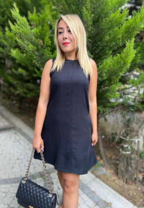 Black Bisiklet Yaka Elbise