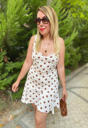 Puantiyeli Crop Etek Takım - Çok Renkli