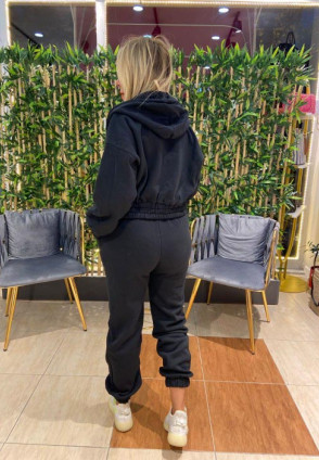 Üç İplik Polarlı Eşofman Takım Siyah