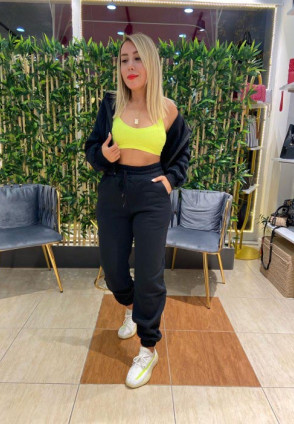 Üç İplik Polarlı Eşofman Takım Siyah