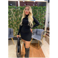 Siyah Drape Yaka Elbise