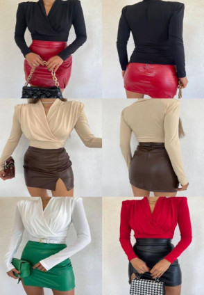 Kruvaze Bluz Kırmızı