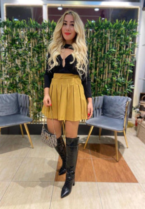 Yağ Yeşili Pilili Etek