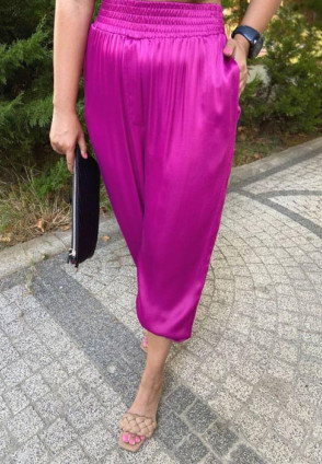 Saten Pantolon-Fuşya