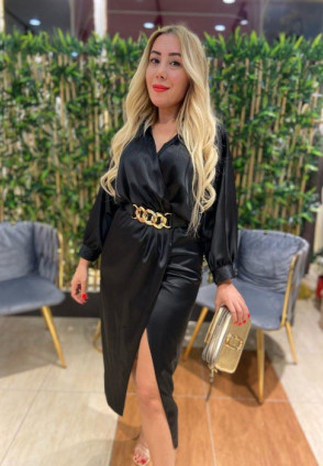 Siyah Tok Saten Elbise