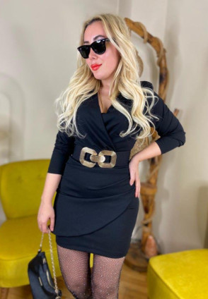 Kruvaze Detaylı Elbise Black