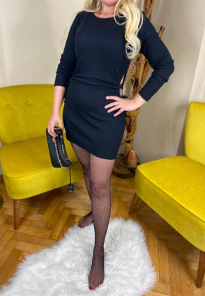 Siyah Yanı Pencereli Mini Elbise