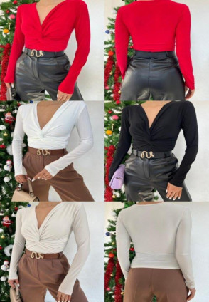 Beyaz Düğüm Detay Bluz