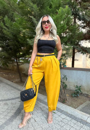 Şalvar Kesim Hardal Pantolon